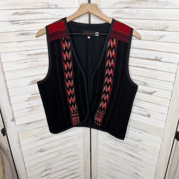 EARTH TONES SANTA FE VINTAGE Handmade M Bolivian Wool Embroidered Vest Western - Picture 13 of 13